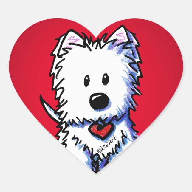 KiniArt Westie Red Heart Stickers (Front)