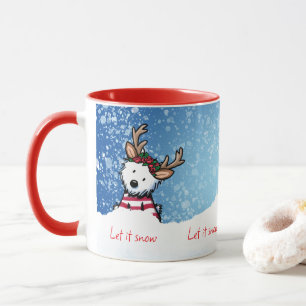 KiniArt Westie Reindeer Christmas Mug