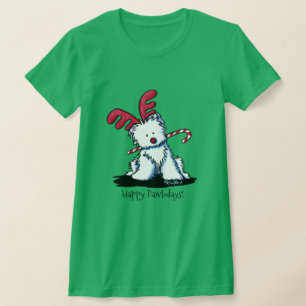 KiniArt Westie Reindeer Dark Shirt