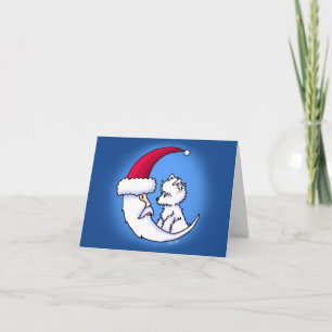 KiniArt Westie Santa Moon Christmas Holiday Card