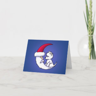 KiniArt Westie Santa Moon Holiday Card