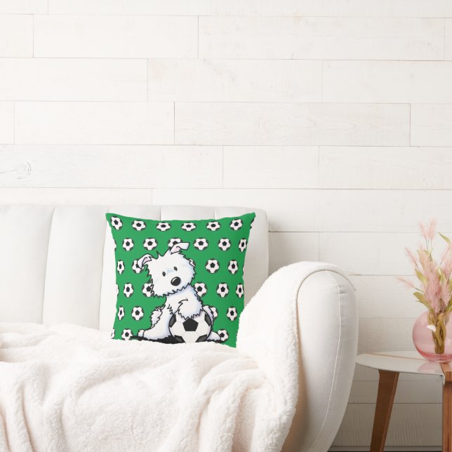 KiniArt Westie Soccer Fan Cushion (Couch)