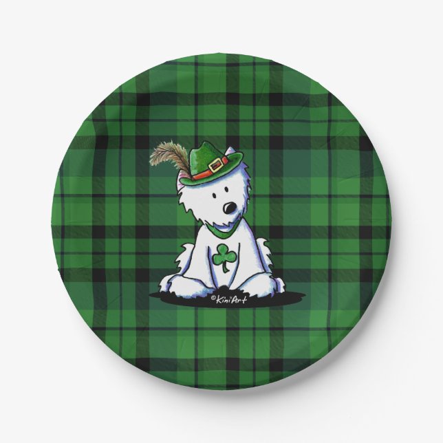 KiniArt Westie St. Paddy's Day Party Paper Plate (Front)