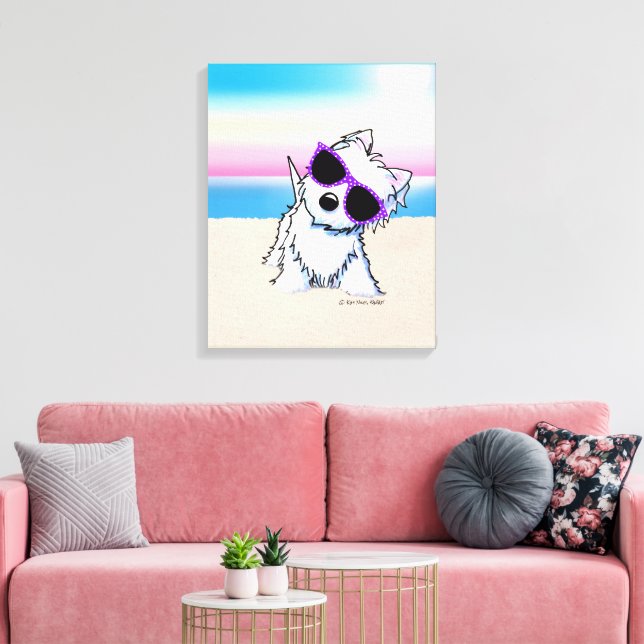 KiniArt Westie Terrier Beach Dog Canvas Print (Insitu(LivingRoom))