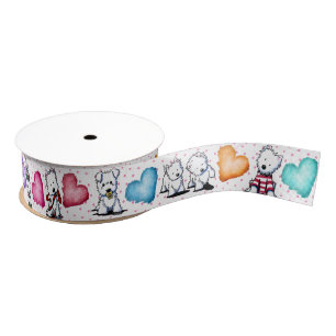 KiniArt™ Westie Terrier Puppy Love Grosgrain Ribbon