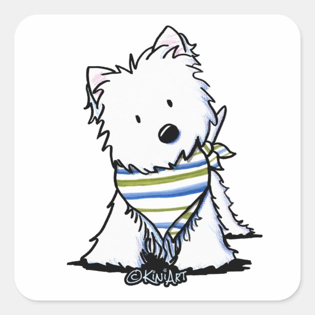 KiniArt Westie Terrier Square Sticker (Front)