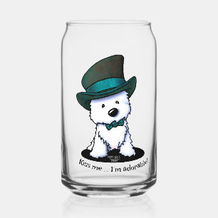KiniArt Westie Terrier St. Paddy's Can Glass