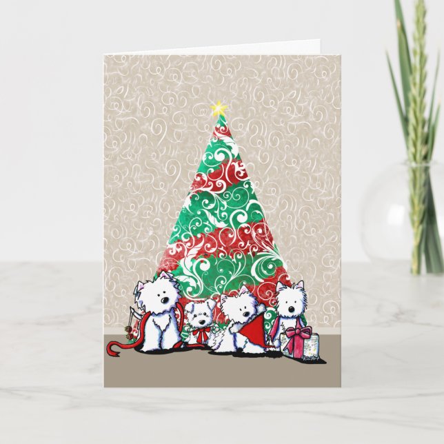 KiniArt Westie Terriers Christmas Card (Front)
