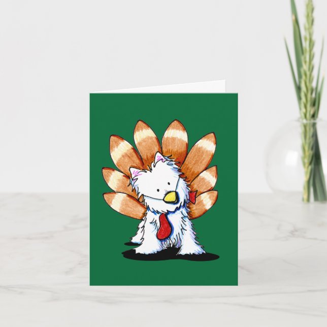 KiniArt Westie Thanksgiving Card (Front)