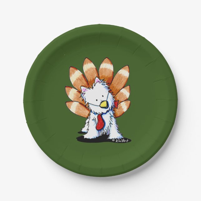 KiniArt Westie Thanksgiving Paper Plates (Front)