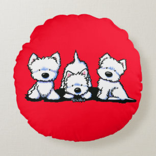 KiniArt Westie Trio Round Pillow