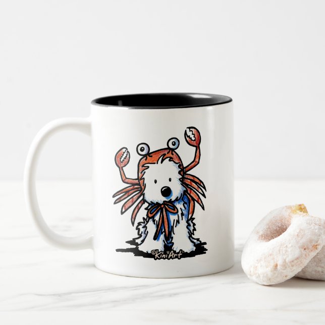 KiniArt Westie Zodiac CANCER Crab Mug (With Donut)