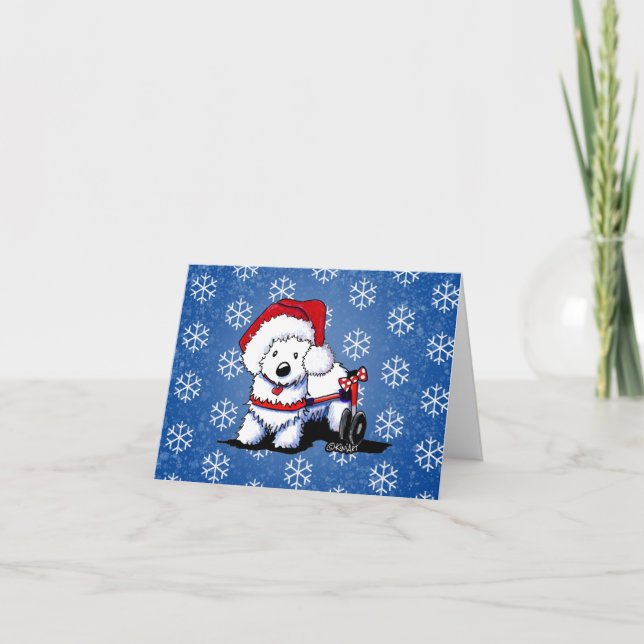 KiniArt Wheels Westie Christmas Card (Front)