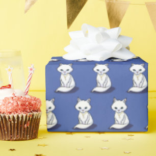 KiniArt White Cat Wrapping Paper