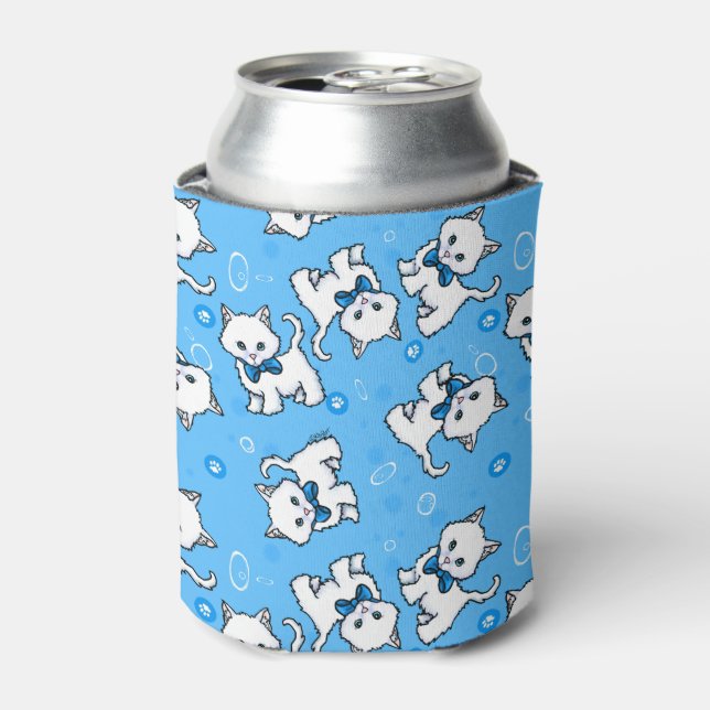 KiniArt White Kittens Can Cooler (Can Front)