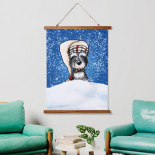 KiniArt Winter Schnauzer Hanging Tapestry