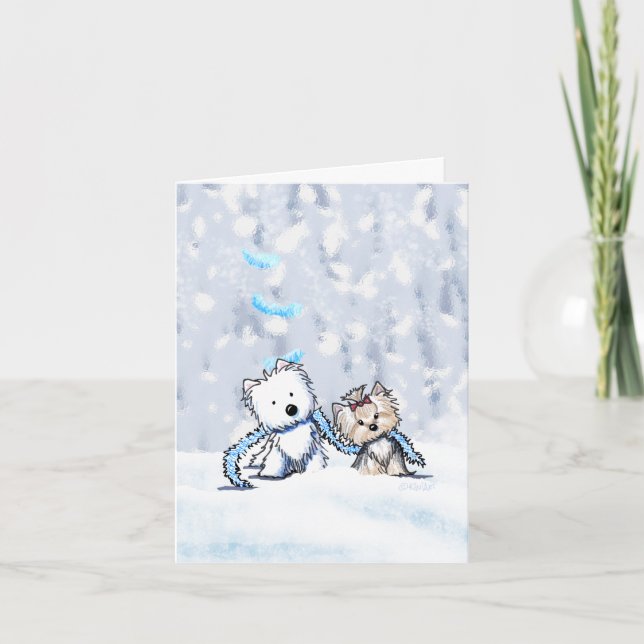 KiniArt Winter Terriers Christmas Card (Front)