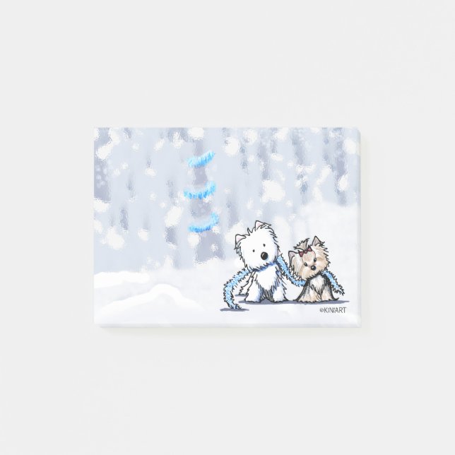 KiniArt Winter Terriers Post-it Notes (Front)