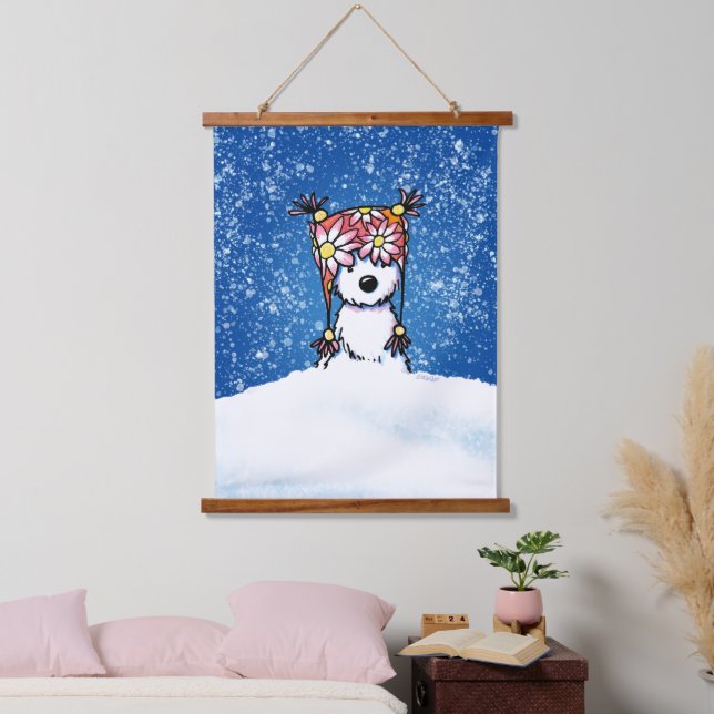 KiniArt Winter Westie  Hanging Tapestry (Bedroom)