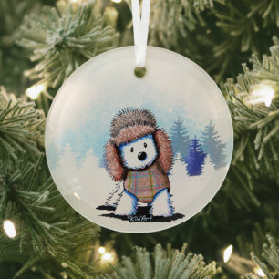 KiniArt Winter Westie Terrier Glass Tree Decoration