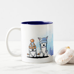 KiniArt Winter Westie Terriers Two-Tone Coffee Mug