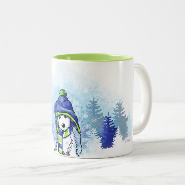 KiniArt Winter Westie Two-Tone Coffee Mug (Front Right)