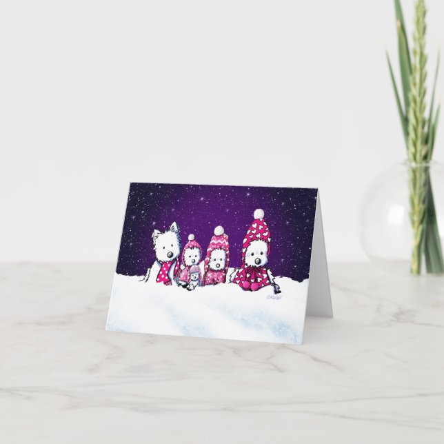 KiniArt Winter Westies Christmas Card (Front)