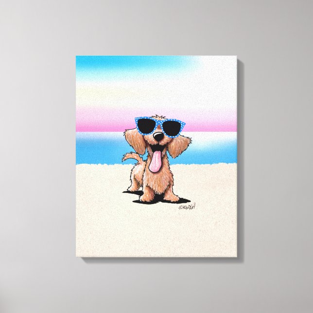 KiniArt Wirehaired Dachshund Dog Beach Canvas Print (Front)