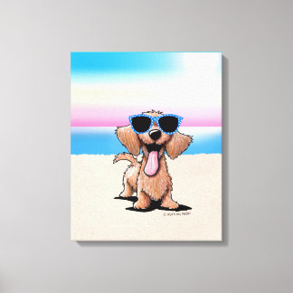 KiniArt Wirehaired Dachshund Dog Beach Canvas Print