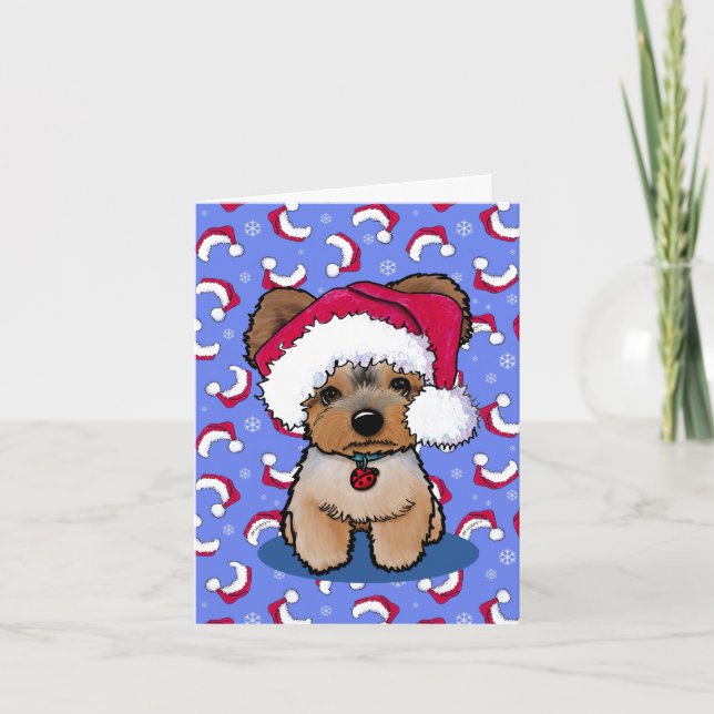 KiniArt Yorkie Terrier Dog Christmas Cards (Front)