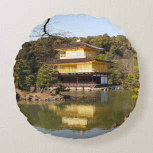 Kinkaku-ji 金閣寺 Temple of the Golden Pavilion Round Cushion