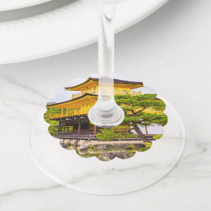 Kinkaku-ji, golden pavilion, Kyoto Wine Glass Tag