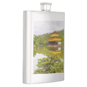 Kinkaku-ji Or Golden Pavilion And Pond, Kyoto Hip Flask
