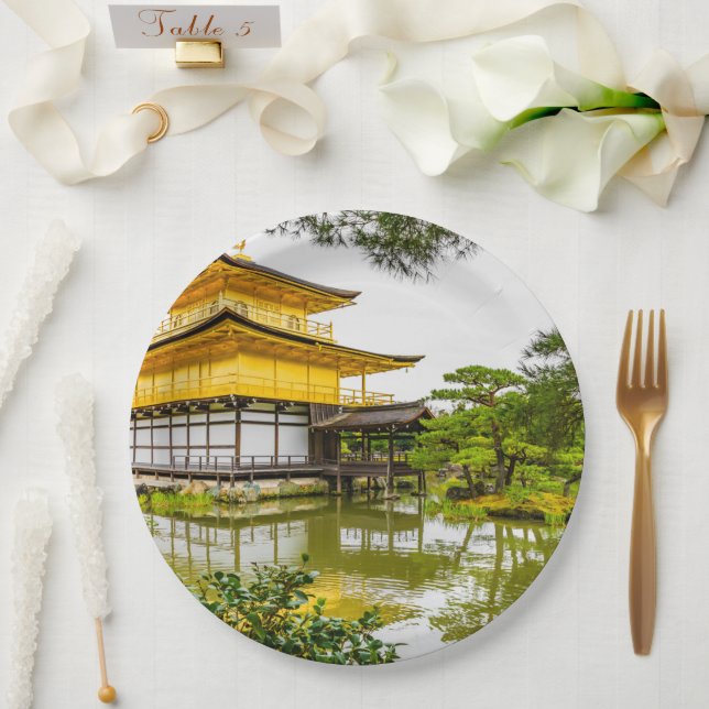 Kinkaku-ji, the golden pavilion, Kyoto Paper Plate (Wedding)