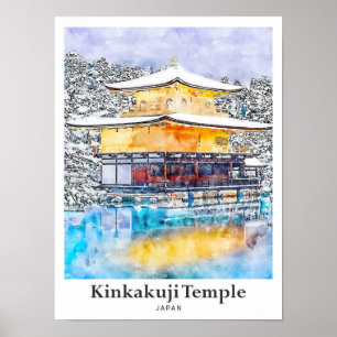 Kinkakuji Temple Japan Art Travel Watercolor Poster