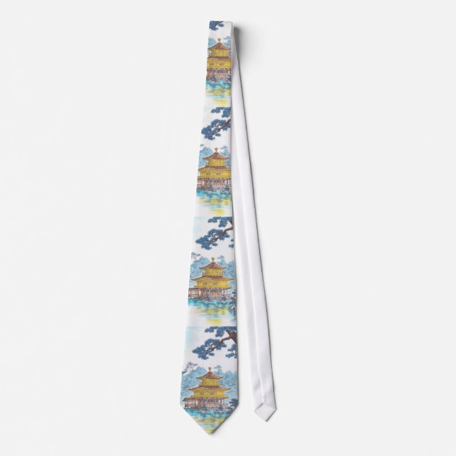 Kinkakuji Temple Kamei Tobei japanese scenery art Tie (Front)
