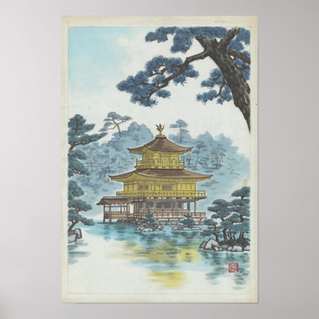 Kinkakuji Temple Kamei Tobei Scenery Art  Poster (Front)