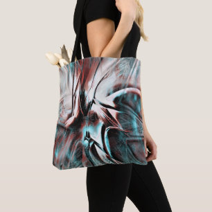 kinked brown red to blue pixelated drizzle texture tote bag