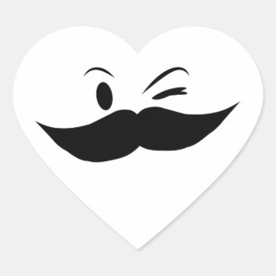 Kinky Moustache Heart Sticker