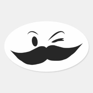 Kinky Moustache Oval Sticker