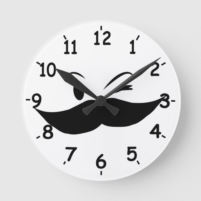 Kinky Moustache Round Clock (Front)