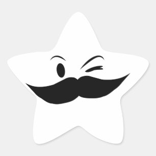 Kinky Moustache Star Sticker