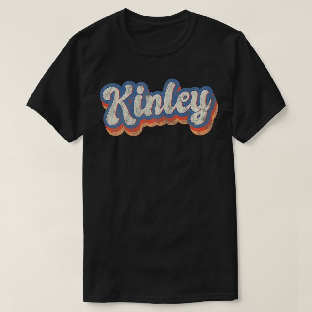 Kinley Personalised Name  Custom Lettering 70s  T-Shirt (Design Front)