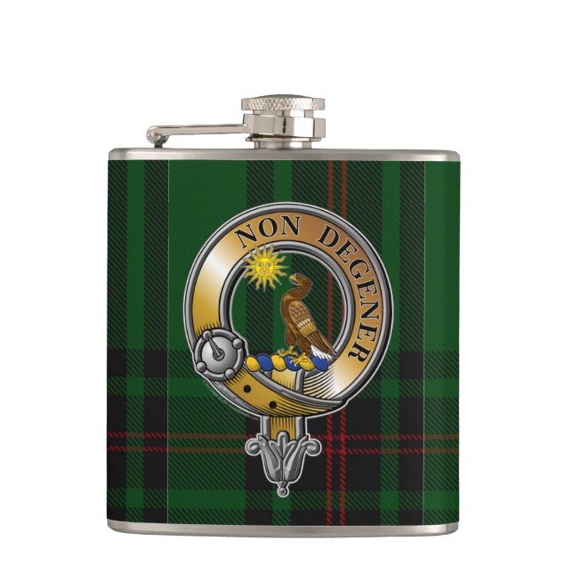 Kinloch Tartan & Badge Hip Flask (Front)