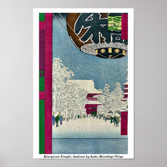 Kinryuzan Temple, Asakusa by Ando, Hiroshige Ukiyo Poster (Front)