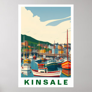 Kinsale Harbor Ireland Vintage Travel Art Poster