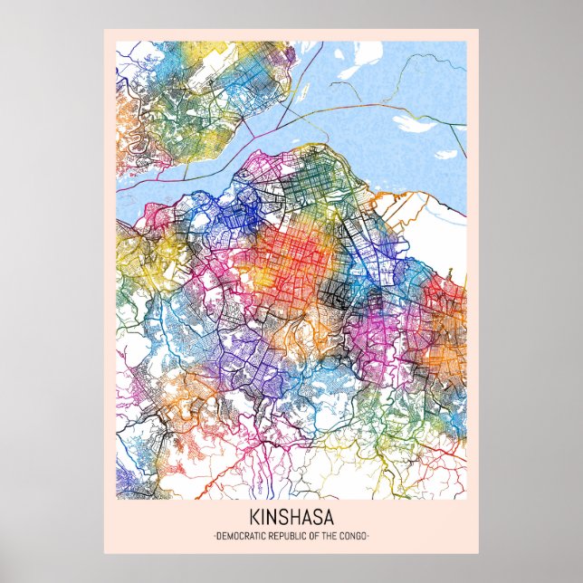 Kinshasa DR Congo City Map Poster (Front)