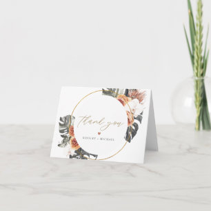 KINSLEY Boho Terracotta Floral Dry Palm Leaf Thank You Card