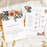 KINSLEY Boho Terracotta Tropical Wedding Timeline Invitation<br><div class="desc">This wedding welcome letter and timeline features watercolor dry bohemian palm leaves and an elegant script font. Easily edit *most* wording on this timeline. Click 'click to customise further' in the personalisation section to open up the full editor. To add new icons, visit https://www.svgrepo.com/ and search the icon you need....</div>