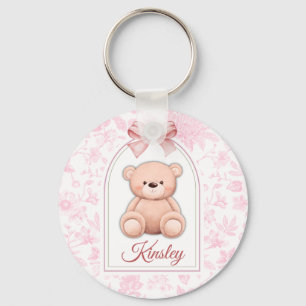 Kinsley   Custom Pink Teddy Bear Nursery Design  Key Ring